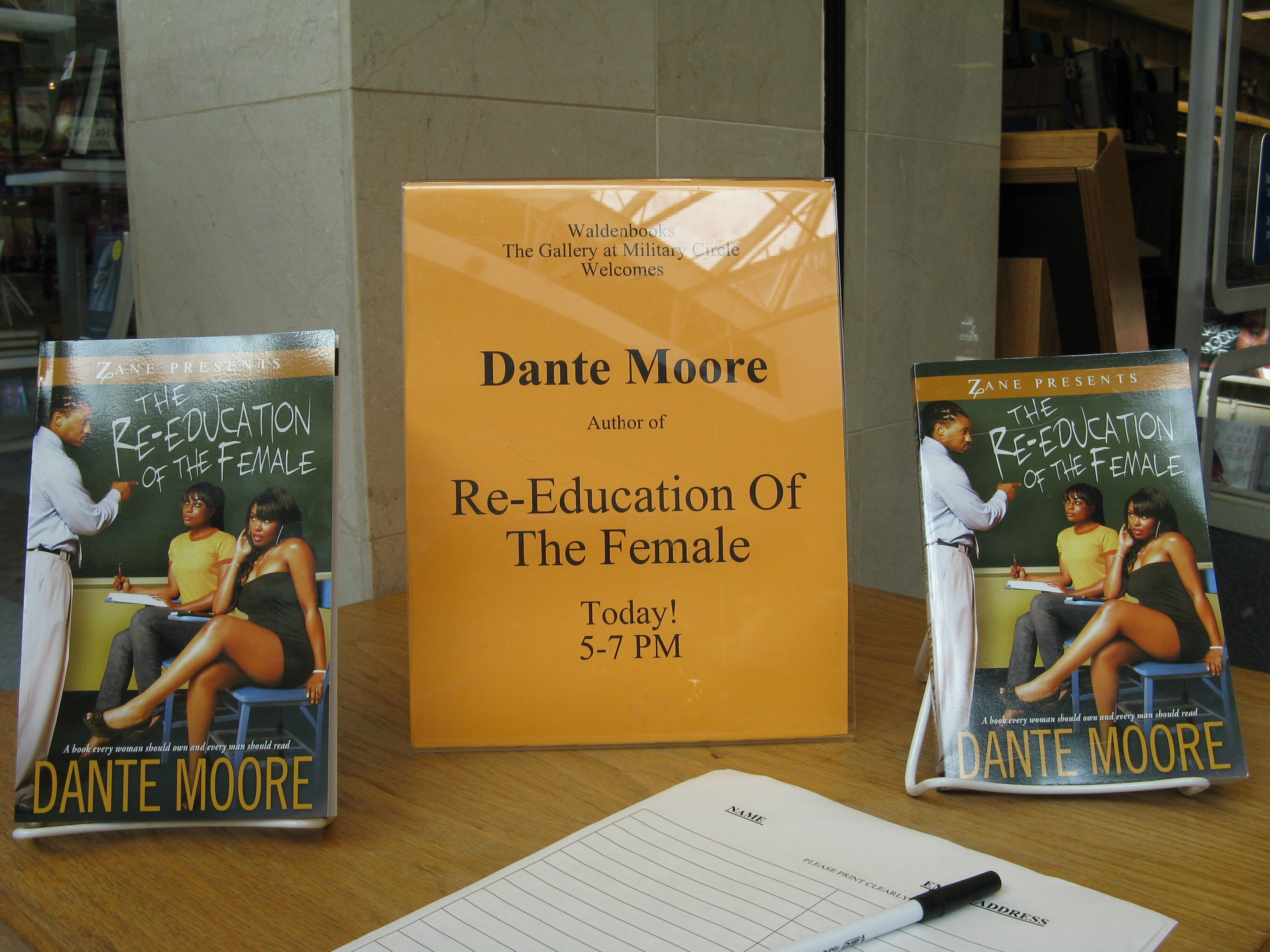 Table setup at Miltary Circle Mall book signing Norfolk, VA